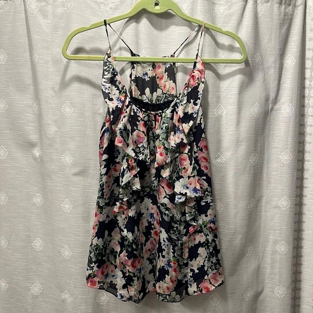 Rebecca Taylor floral spaghetti strap racerback tank sz 6